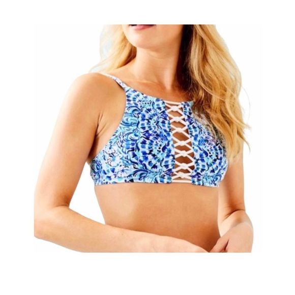 NWOT Lilly Pulitzer Call My Shell Phone Adderlay Halter Bikini Top, Size 4 - Picture 1 of 5